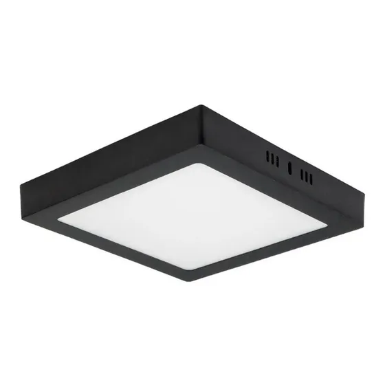 Foco Led Negro 18w Cuadrado Sobrepuesto 22x22cm Luz Fria 220 | Cuotas sin interés