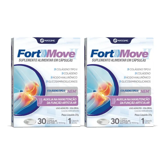 2x Fort-move 30cp Colageno Nem + Colageno Tipo 2 = Fortice