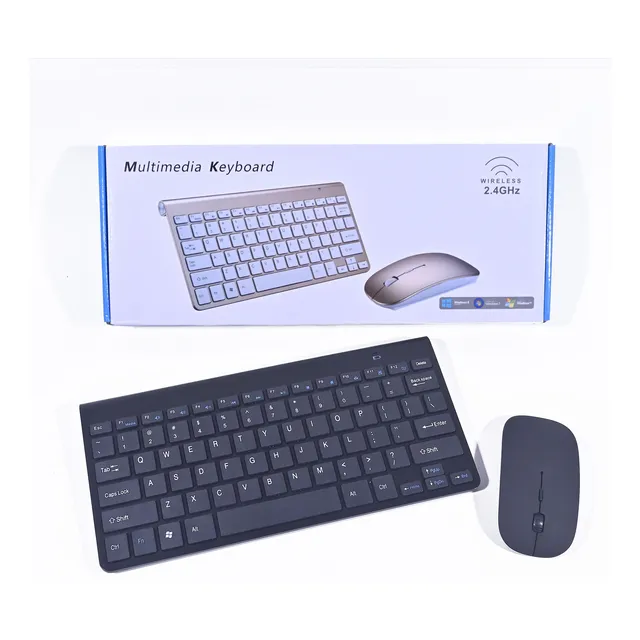 Combo Teclado Con Mouse Inalámbrico Negro Mini - Goldin