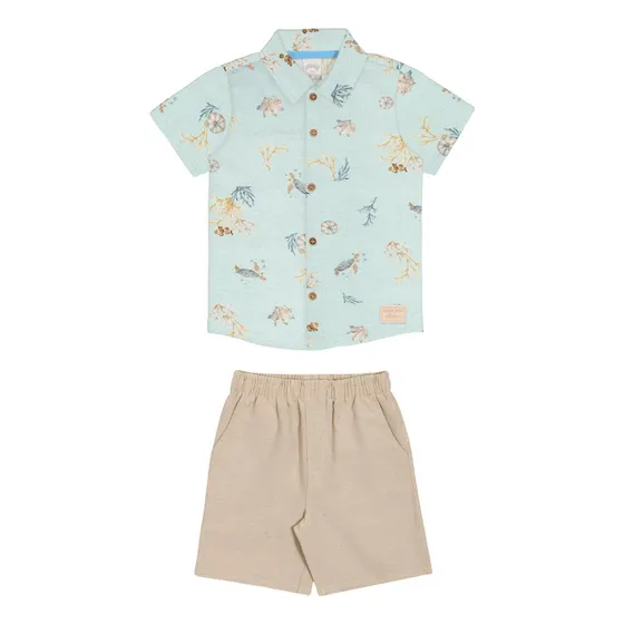 Conjunto Camisa E Bermuda Infantil Menino Alakazoo Ref 44952