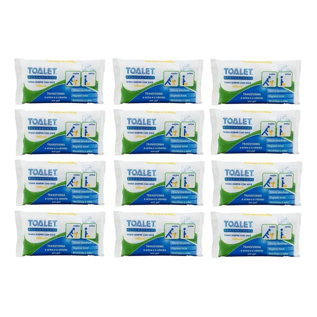 Kit 12 Saco Descartável Urina Vomito Emergente Toalet Gel