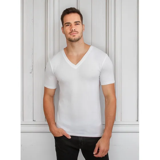 Lote De 3 Playeras Blancas Cuello V Marca Rinbros
