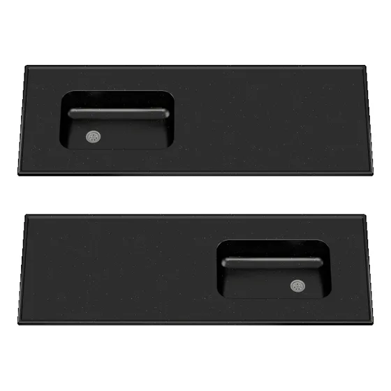 Mesada Mármol Sintético Negra 160 Bacha Reversible Durafort