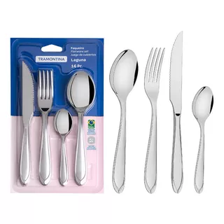 Faqueiro Laguna Em Aço Inox 16 Peças Tramontina Cor Cinza Faqueiro Laguna Em Aço Inox 16 Peças Tramontina Cor Cinza