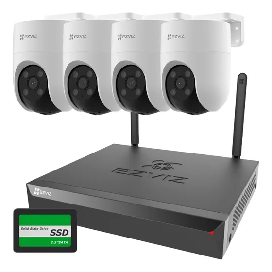 Kit De Seguridad Ezviz Nvr + 4 Camaras H8c 2mp Domo + 480gb