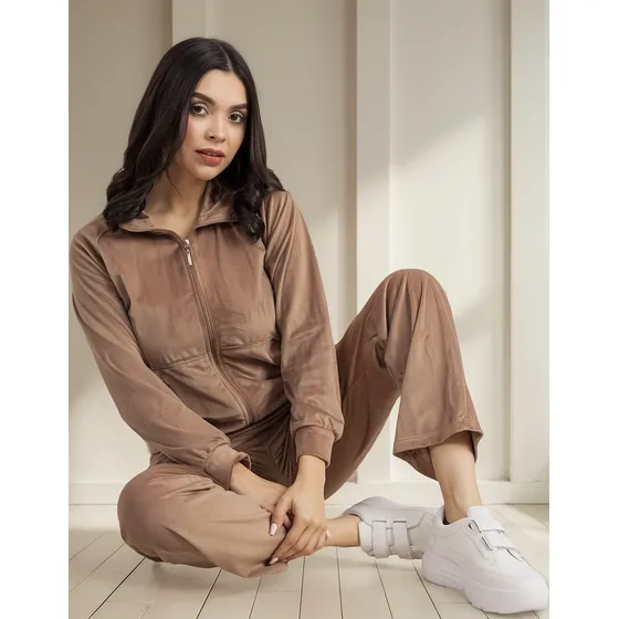 Conjunto Prada Chompas + Pantalón Corte Recto Marrón Mujer