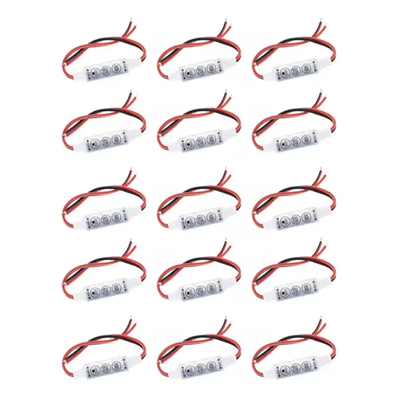 15 Pzs Control Tiras Led 3 Botones Dimmer Estrobo 12v Color Blanco
