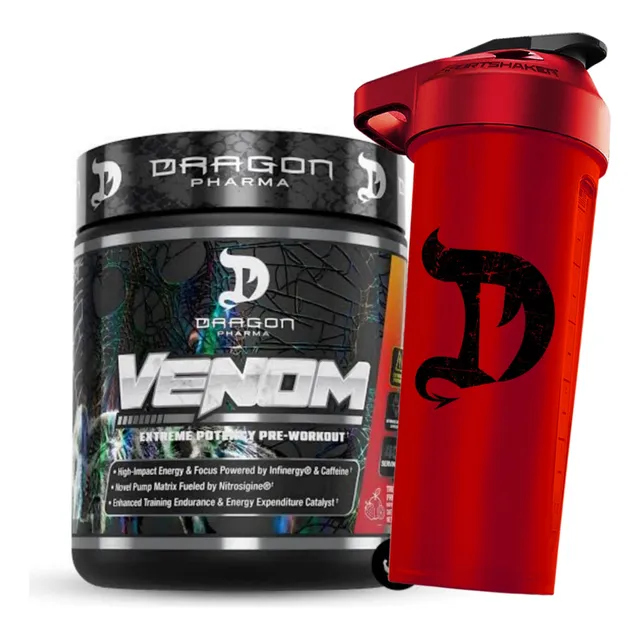 Pre Entreno Dragon Pharma Venom 40 Servicios + Shaker Sabor Fruit Punch