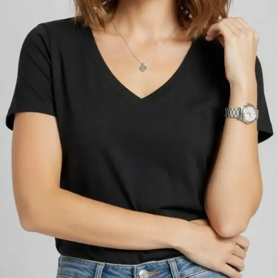 Camisa Algodão Babylook Feminina Gola V Lisa Algodão Fafenix