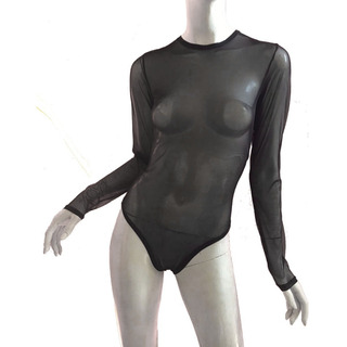 Body Pantiblusa Negro Mesh Transparente Manga Larga Body Pantiblusa Negro Mesh Transparente Manga Larga