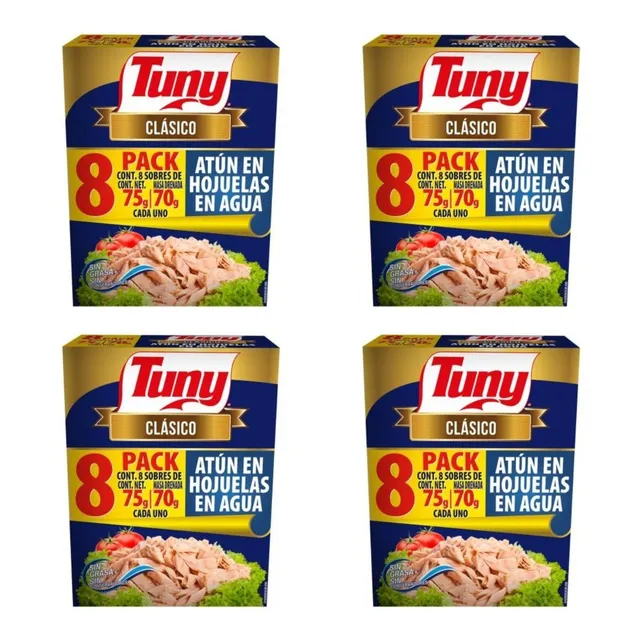 Atún En Agua Tuny Clásico 32 Sobres De 75 G C/u