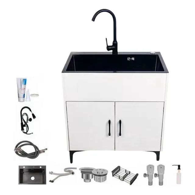 Fregadero De Cocina Con Cubeta Y Kit De Acero Inoxidable