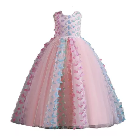 Vestido De Tul Para Niñas Con Diseño De Mariposas