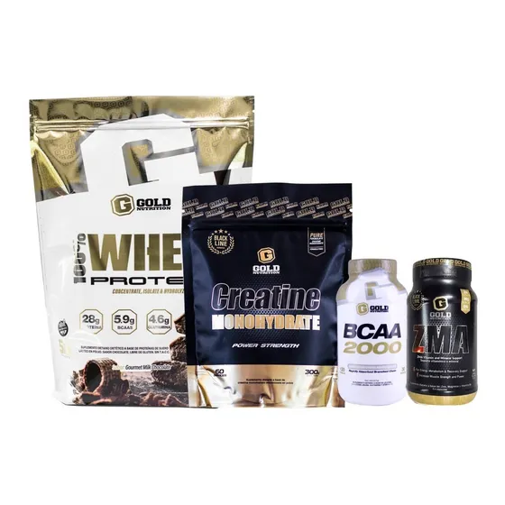 Whey Protein 5lb + Bcaa 2000 + Creatina + Zma. Combo Gold 