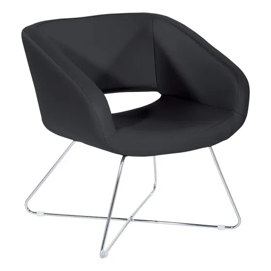 Silla Salon Moderna Piel Sintetica Gris Base Acabado Cromado