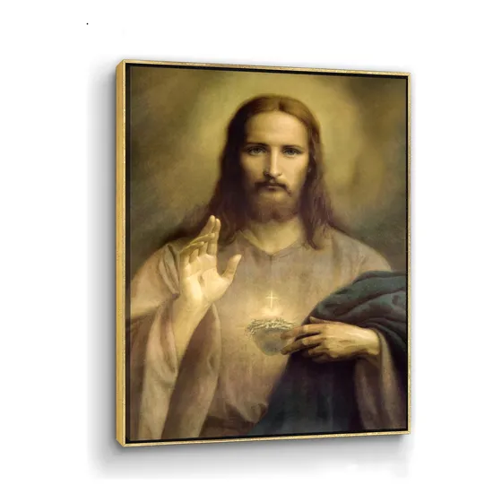 Cuadro Canvas Sagrado Corazón Jesús Clásica C/marco 69x99