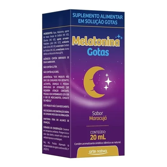Suplemento Alimentar Melatonina Gotas 20ml Arte Nativa Sabor Maracujá