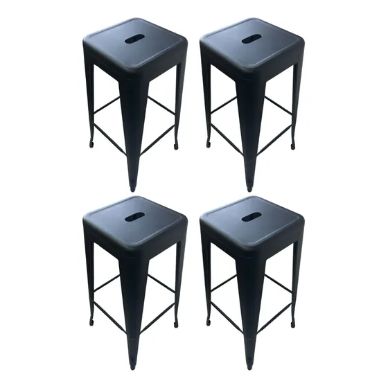 Banqueta X 4 Taburetes Altos Tolix Barra Negro Mate Oferta