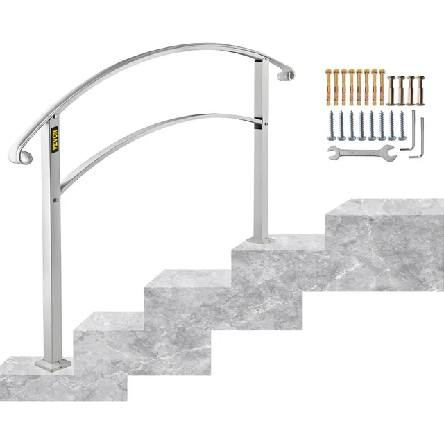 Vevor Barandal Pasamanos De Escalera 4 Pasos Hierro Forjado Color Blanco