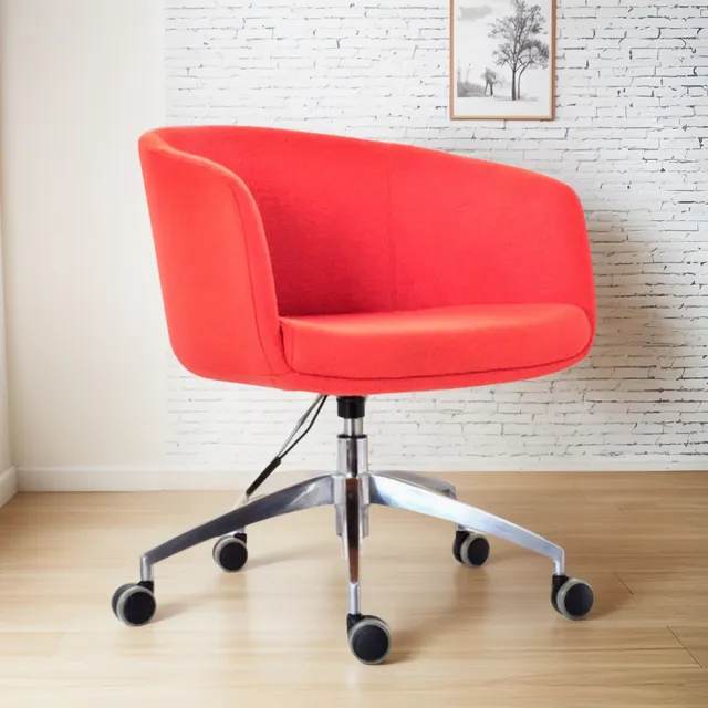 Poltrona Giratoria Boom Rojo Base Cross Acolchada Ofideas Paño Metal Rojo
