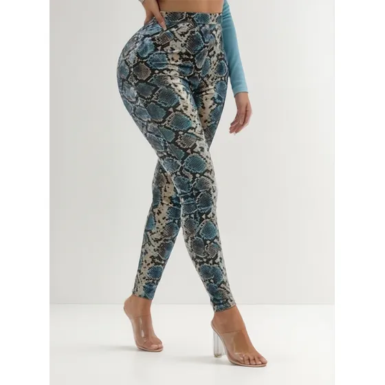 Leggings Talle Alto Estampado Piel De Serpiente