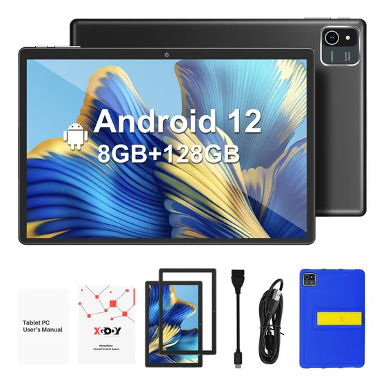 Tablet Xgody N01 Kids 10.1 Pulgada Tablet 128gb Ram Y 8 gb Rom Android 12 6000 Mah Con Funda Protectora Anticaída Para Tablet Y Certificación Google Gms