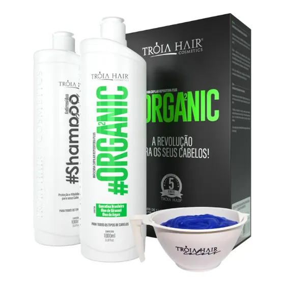 Escova Semi Definitiva Troia Hair Organic 2 X 1000ml Produto Original Cabelo Liso Sem Formol