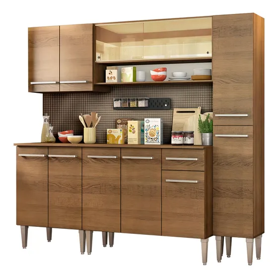 Cocina Integral Completa Modular Madesa Emilly Sky 201cm 04 Color Marrón