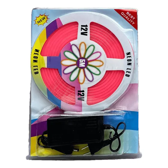 Cinta De Neón Flex 5 Metros Colores Variados Con Transf 12v.