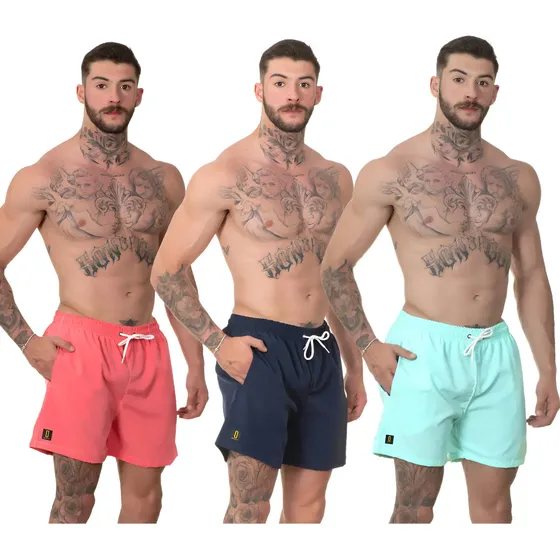 Kit 3 Short Masculino Bermuda Praia Casual Mauricinho Rf.004