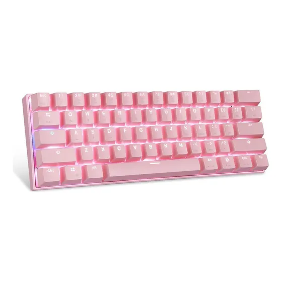 Teclado Com Fio/bluetooth Motospeed Ck62 Rosa Switch Azul Rg