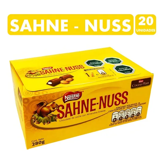 Nestle sahne nuss en barra individual caja 20 unidades de 14 Gr C/u
