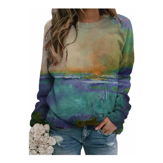 Hotkey Sudadera Manga Larga Cuello Redondo Raglan