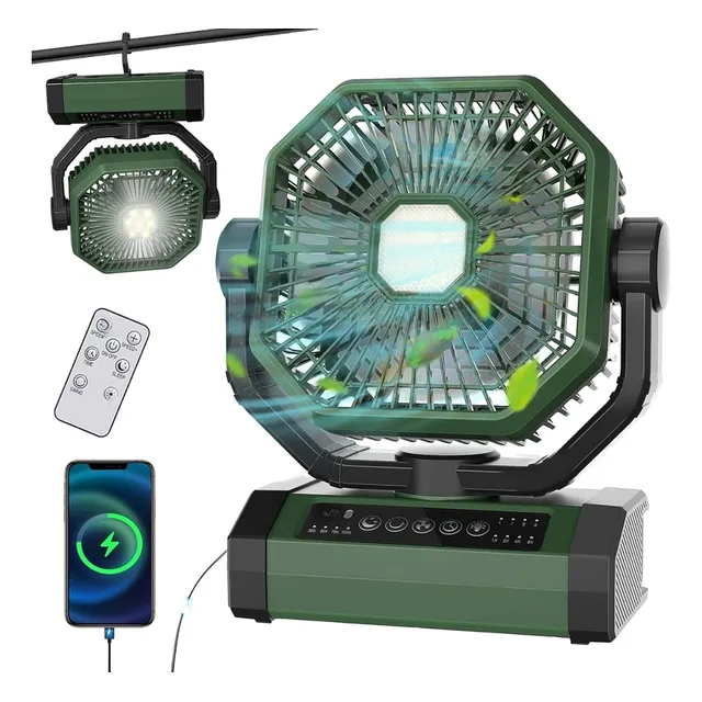 Ventilador Portatil Recargable Con Power Bank Y Luz Led