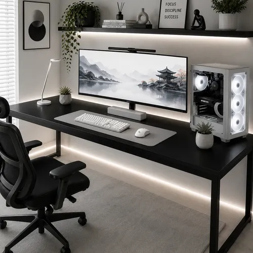 Gaming Desk Motpk 43 L Shaped W/ Shelf & Hutch, Black | MercadoLivre