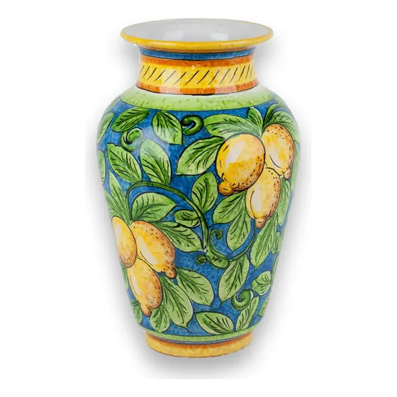 Pintado Mano Diseño Limon Jarron Italia