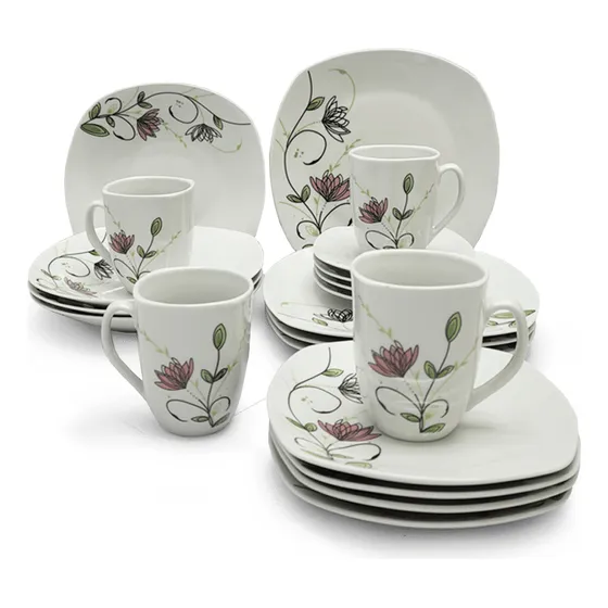 Set De Vajillas 20pz Cuadrada Puntazo