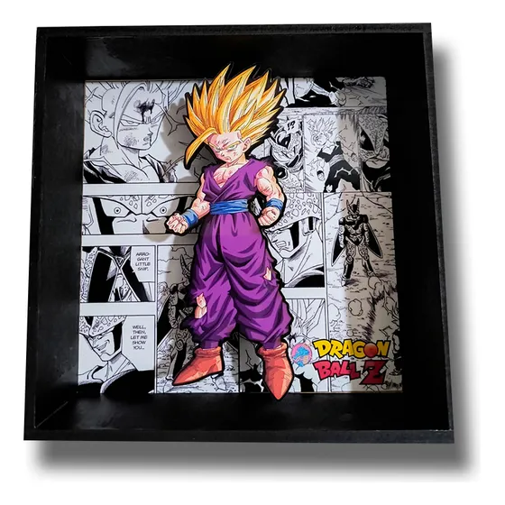 Cuadro Diorama 3d Madera Firme - Gohan Ssj2  + Regalo! Pixelart Mza