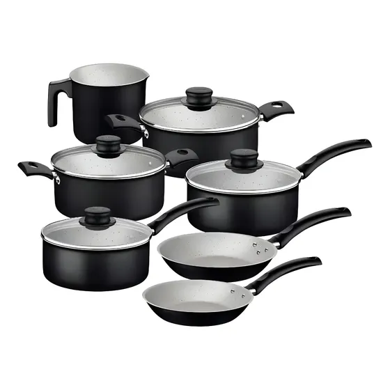 Batería de cocina Tramontina Turim 11 Pzas con 11 piezas de aluminio negro | Cuotas sin interés