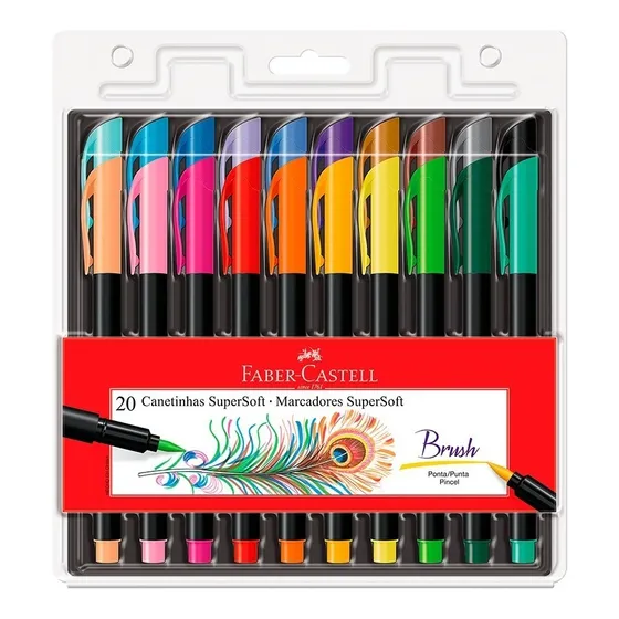 Bolígrafos Faber-Castell supersuaves con 20 colores