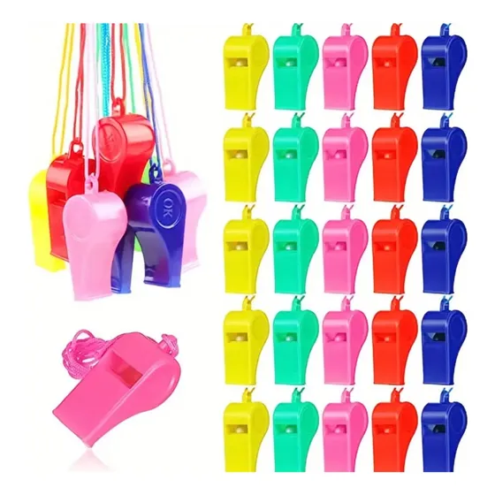 Pack 24 Silbatos Plásticos De Niños Con Colgante