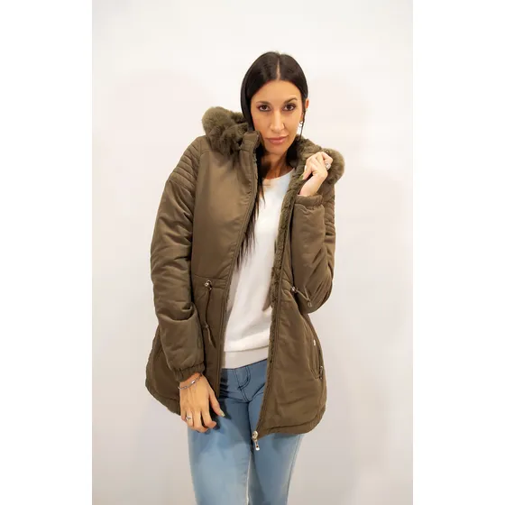 Campera Tapado Reversible Parka Mujer Gabardina Plush Larga 
