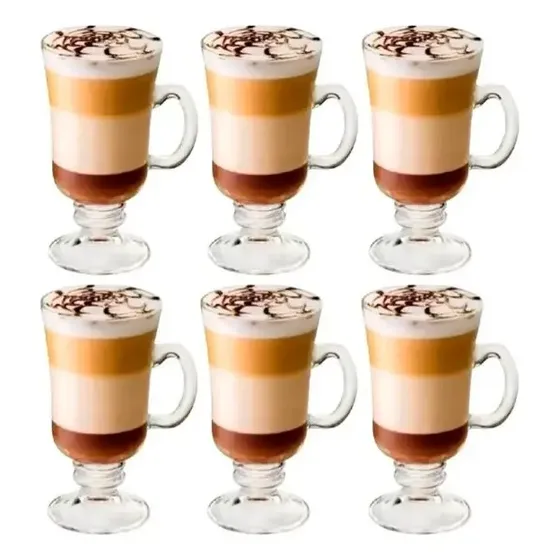 Conj 6 Xícaras Taça Alta Capuccino Chocolate Café 125ml