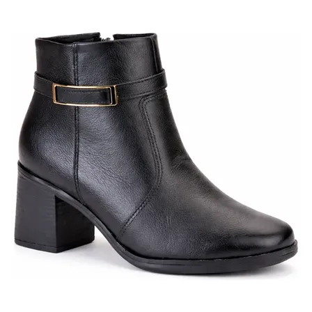 Bota Bebecê Feminina Salto Médio Grosso Chique Original Preto Liso 35 Br