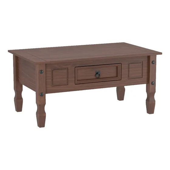 Mesa Ratona Linea Mexicana 1 Cajon Living Madera Maciza Marrón