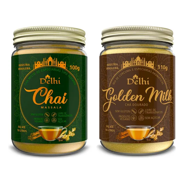 Chá Delhi Kit 1 Chai Latte E 1 Golden Milk 200g