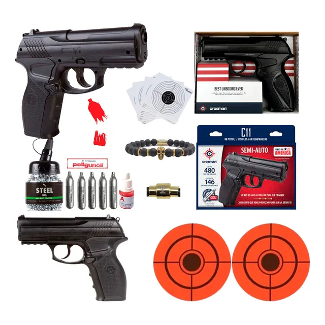 Pistola Original Crosman Co2 C11 Postas Bb Metal .177 Baline