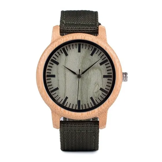 Reloj Madera Bambú Hombre Verde Juvenil