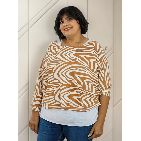 Buzo De Lanilla Murciélago Remera Mujer Loreley Camel