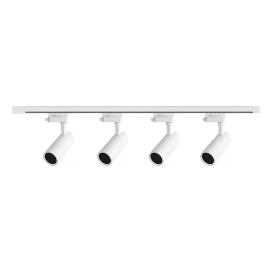 Lámpara 4 Focos Riel Porta Dicroica Gu10 + 1 Riel 1m Blanco